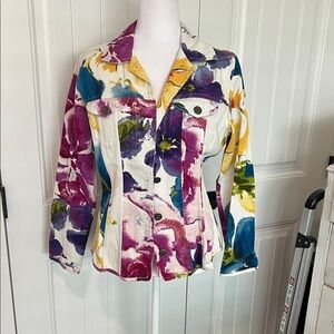 Chico's Multicolor Abstract Jean‎ Jacket